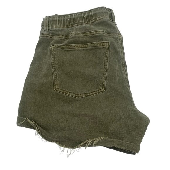 American Eagle Size 8 Olive Stretch Denim Utility Tomgirl Drawstring Shorts - Picture 5 of 16